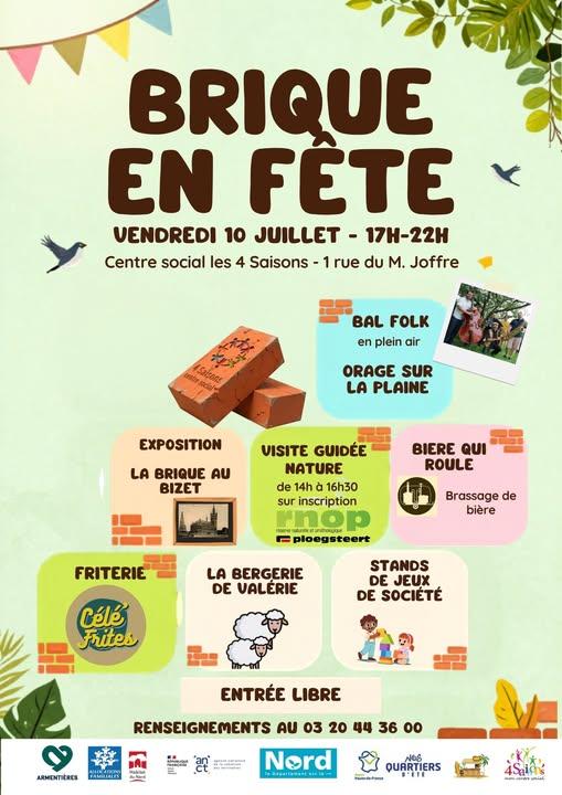 Affiche de l'événement "Brique en fête" organisé par le centre social des 4 saisons