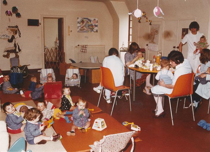 La salle d'activité de la crèche vers 1980