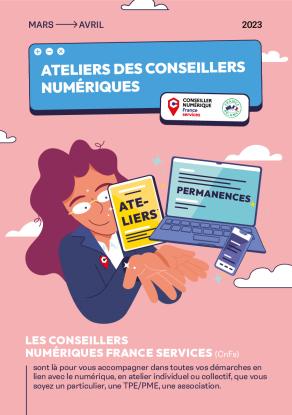 Couverture du programme des ateliers numériques - Mars, avril 2023